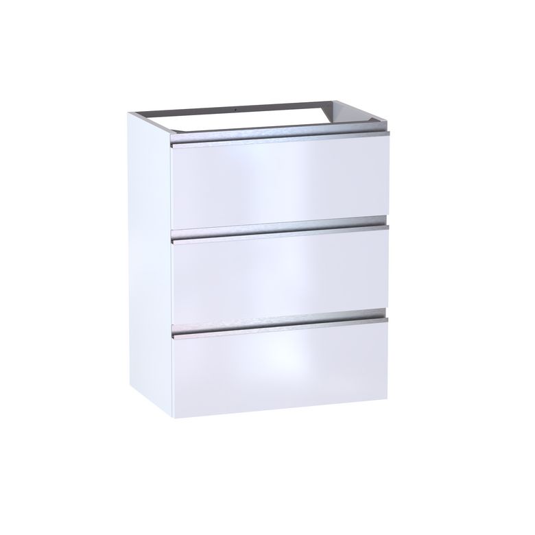 Meuble sous-vasque gain de place L.60 cm, 3 tiroirs, décor verni laqué FORMEO