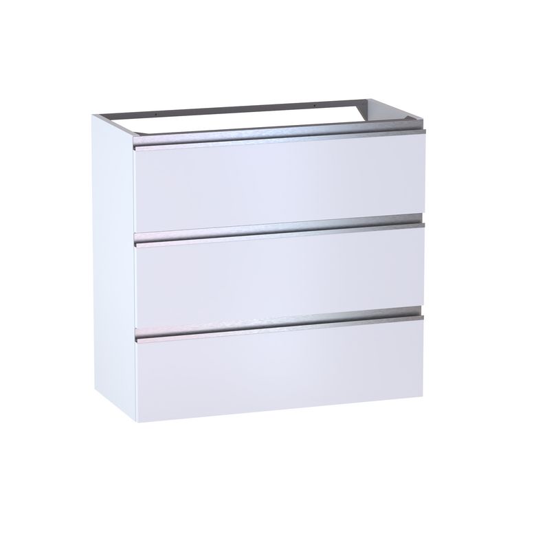 Meuble sous-vasque gain de place L.80 cm, 3 tiroirs, décor verni laqué FORMEO