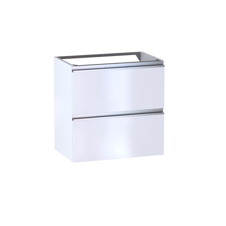 Meuble sous-vasque gain de place L.60 cm, 2 tiroirs, décor verni laqué FORMEO