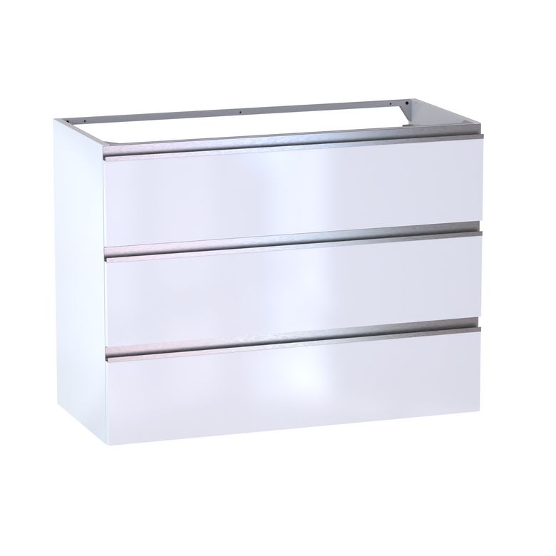 Meuble sous-vasque L.100 cm, 3 tiroirs, décor verni laqué FORMEO