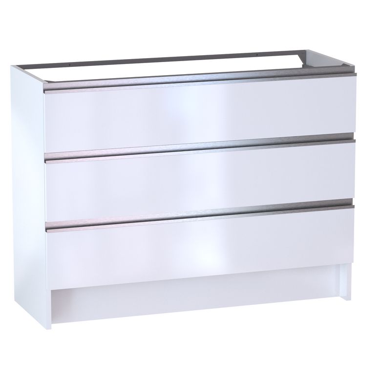 Meuble sous vasque reposant L.120 cm, 3 tiroirs, décor verni laqué FORMEO