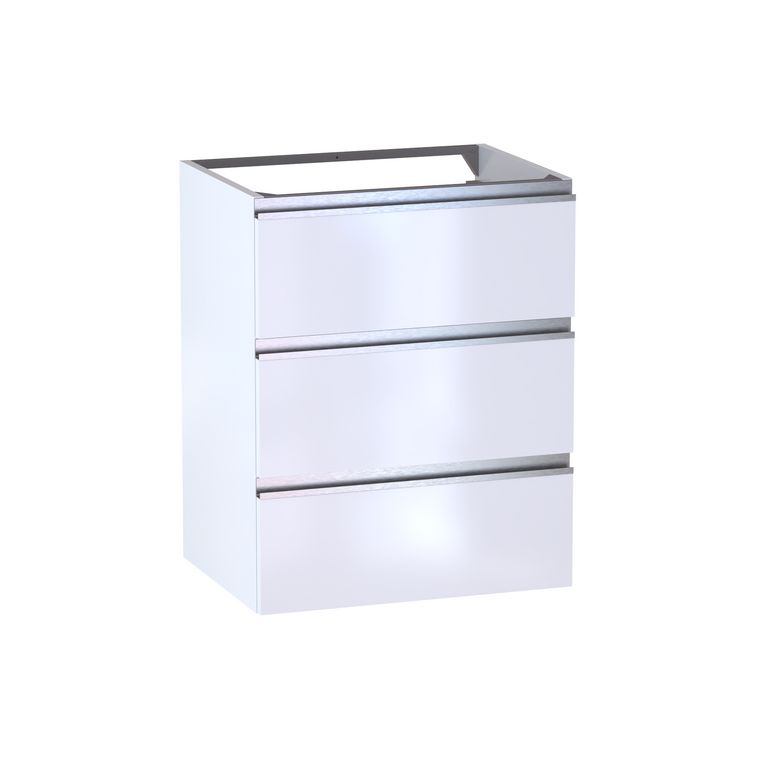 Meuble sous-vasque L.60 cm, 3 tiroirs, décor verni laqué FORMEO