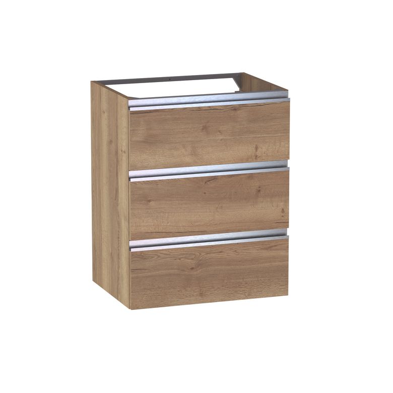 Meuble sous-vasque L.60 cm, 3 tiroirs, décor naturel FORMEO
