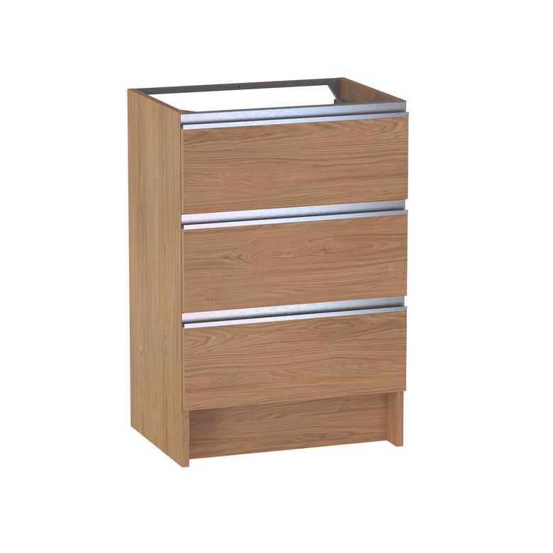 Meuble sous vasque reposant L.60 cm, 3 tiroirs, décor naturel FORMEO