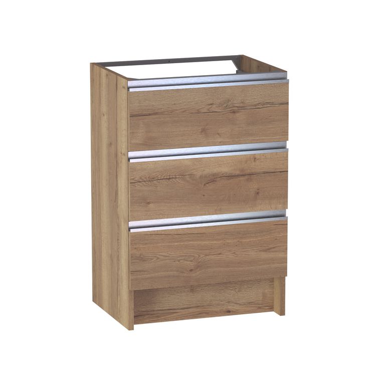 Meuble sous vasque reposant L.60 cm, 3 tiroirs, décor naturel FORMEO
