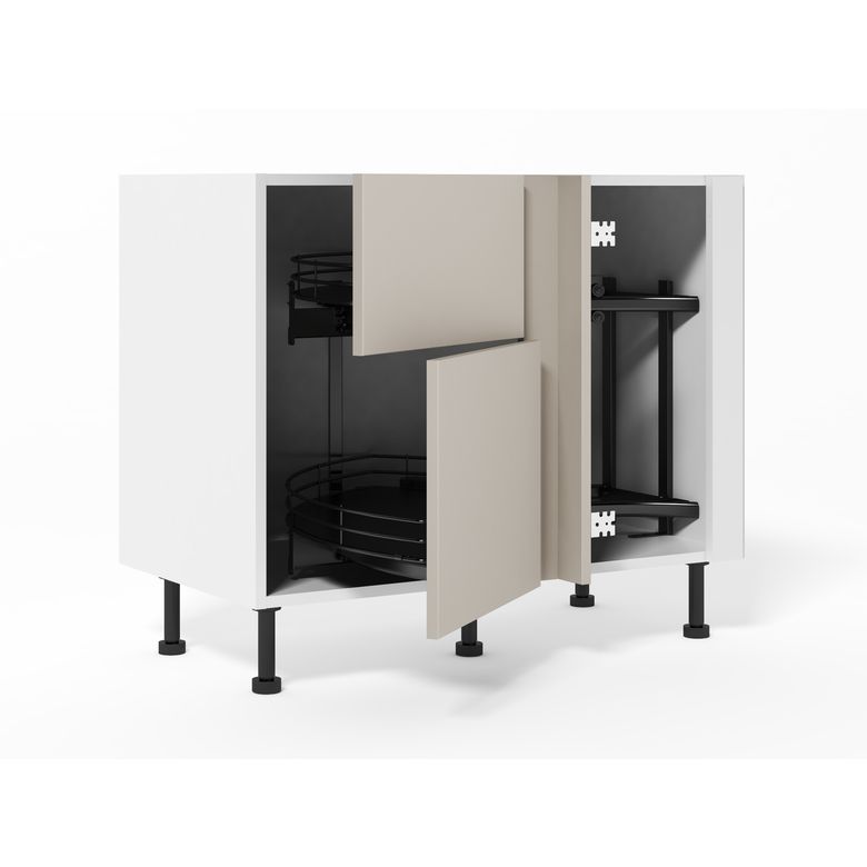 Meuble d’angle bas Twister 2 portes casseroliers, 2 paniers