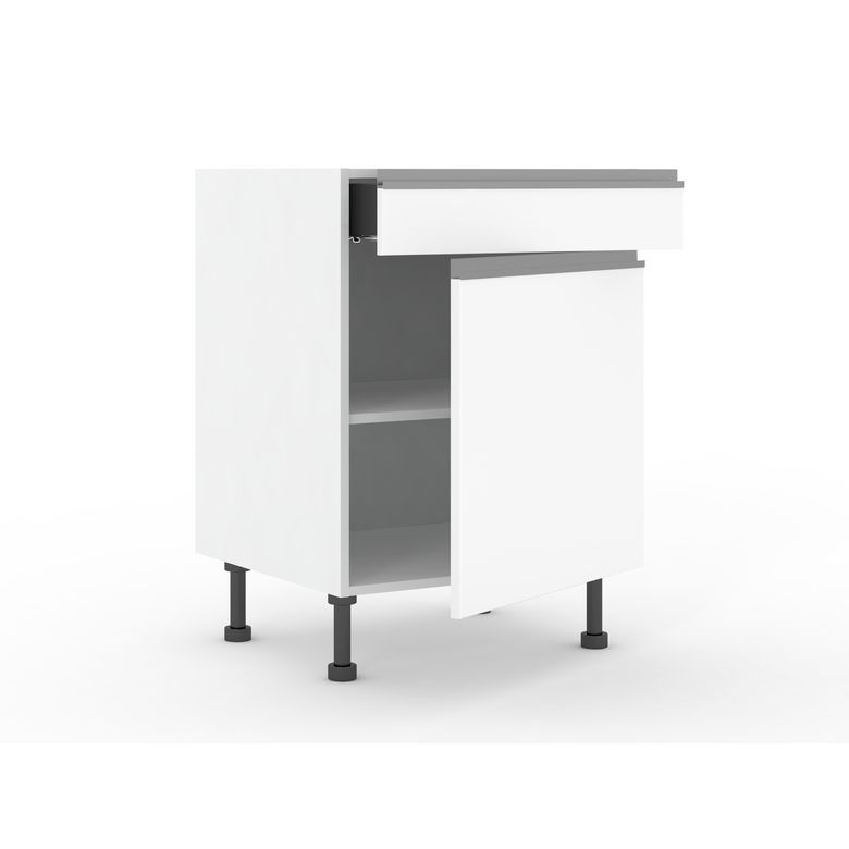 Meuble bas de rangement grande largeur 1 tiroir, 1 tablette, 1 porte