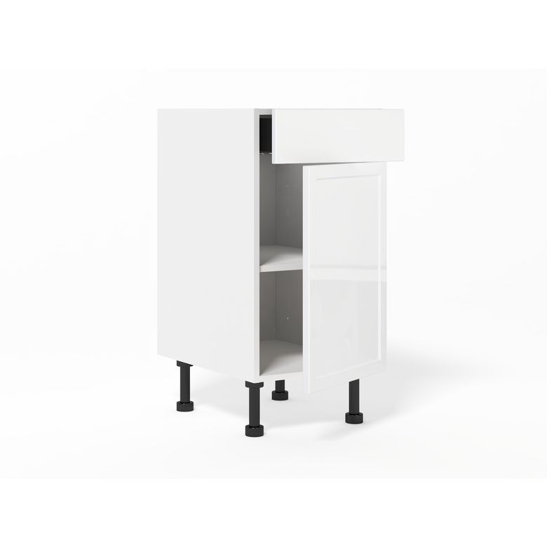 Meuble bas de rangement de cuisine petite largeur,1 porte,1 tiroir,1 tablette