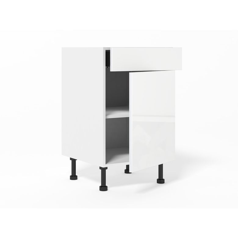 Meuble bas de rangement grande largeur 1 tiroir, 1 tablette, 1 porte