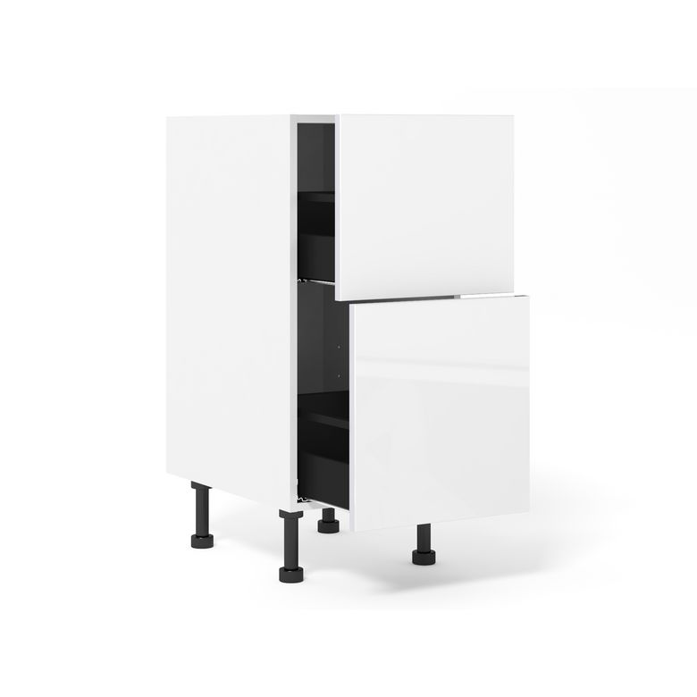 Meuble bas 2 tiroirs range-casseroles inégaux