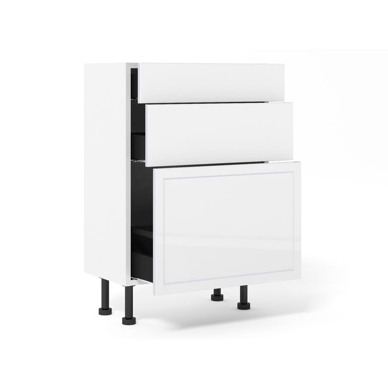 Meuble bas 1 casserolier + 2 tiroirs faible profondeur