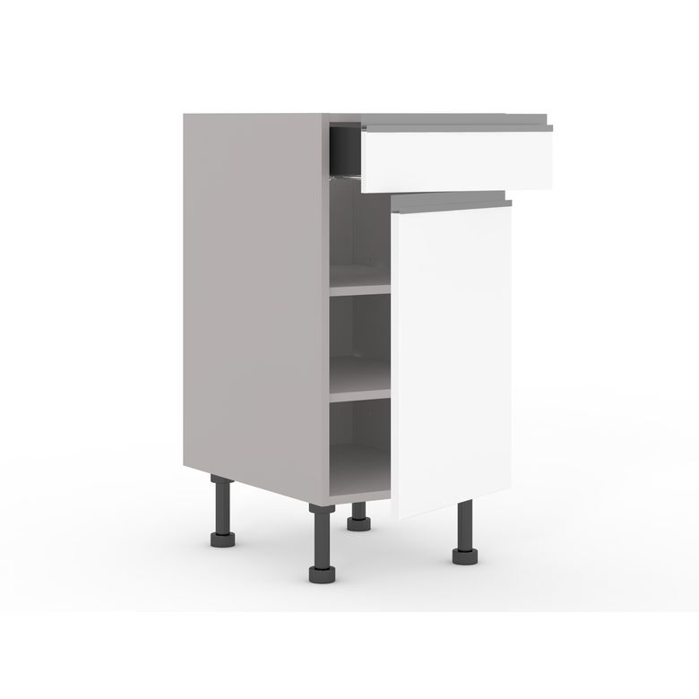Meuble bas de rangement de cuisine petite largeur,1 porte,1 tiroir,1 tablette