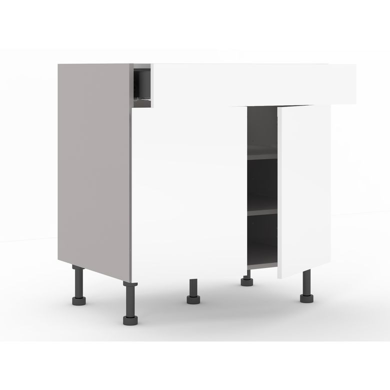 Bas 2 portes + 1 tiroir Nuances blanc brillant H92xL80xP63 Main Image