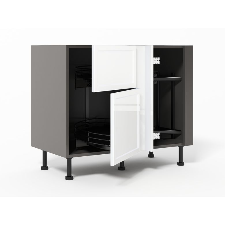 Meuble d’angle bas Twister 2 portes casseroliers, 2 paniers