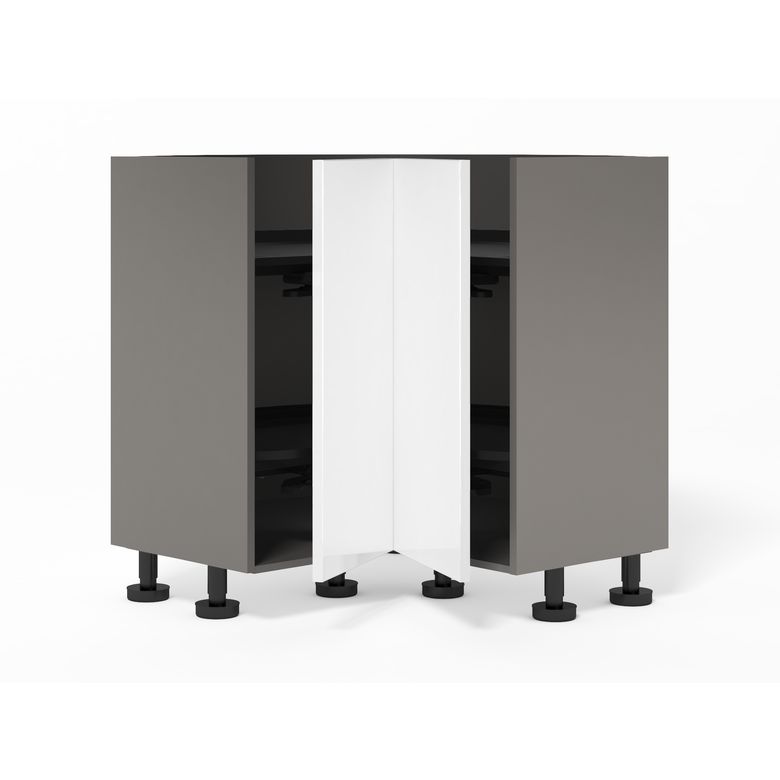 Meuble d’angle 2 portes rentrantes, 2 plateaux tourniquets