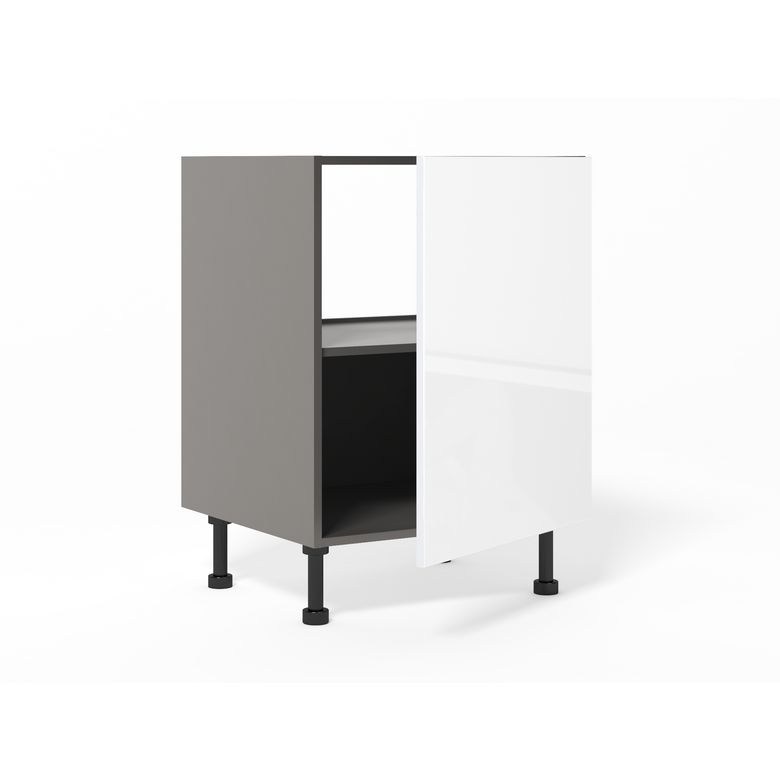 Meuble bas sous-évier 1 porte, 1 tablette, 1 fond alu
