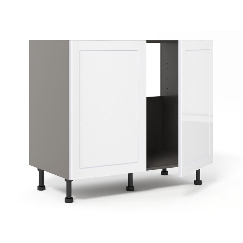 Meuble bas sous-évier 2 portes, 1 fond alu