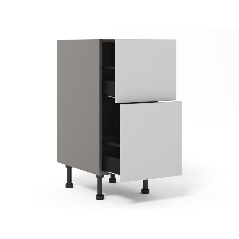 Meuble bas 2 tiroirs range-casseroles inégaux