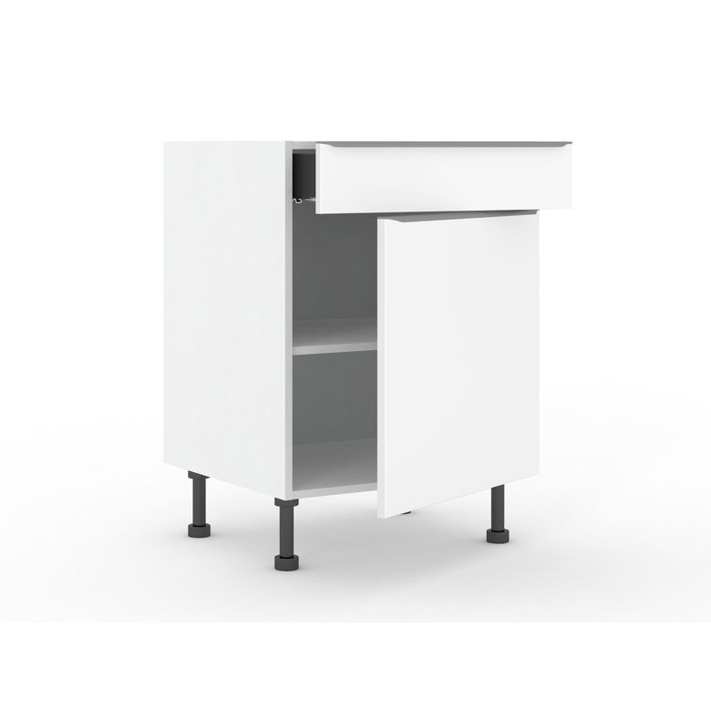 Meuble bas de rangement grande largeur 1 tiroir, 1 tablette, 1 porte