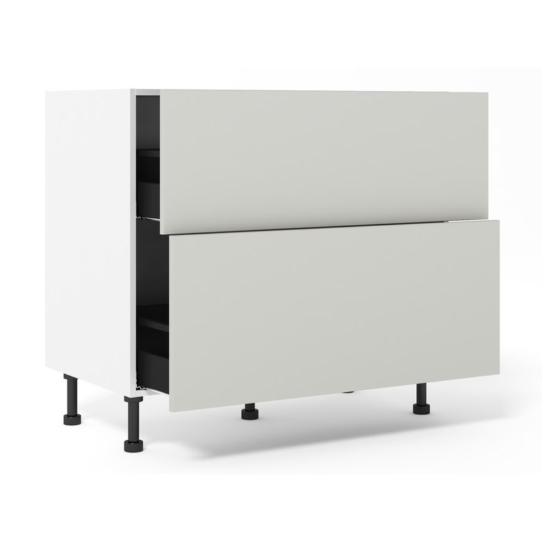 Meuble bas 2 tiroirs range-casseroles inégaux