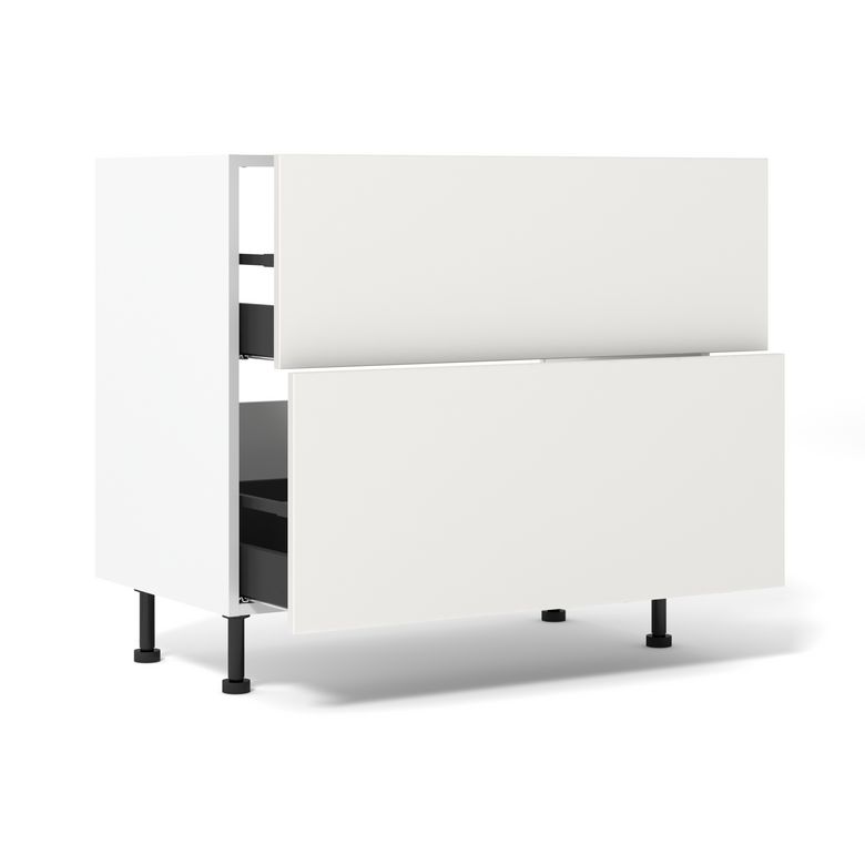 Meuble bas de cuisine 2 tiroirs pour table de cuisson avec hotte intégrée