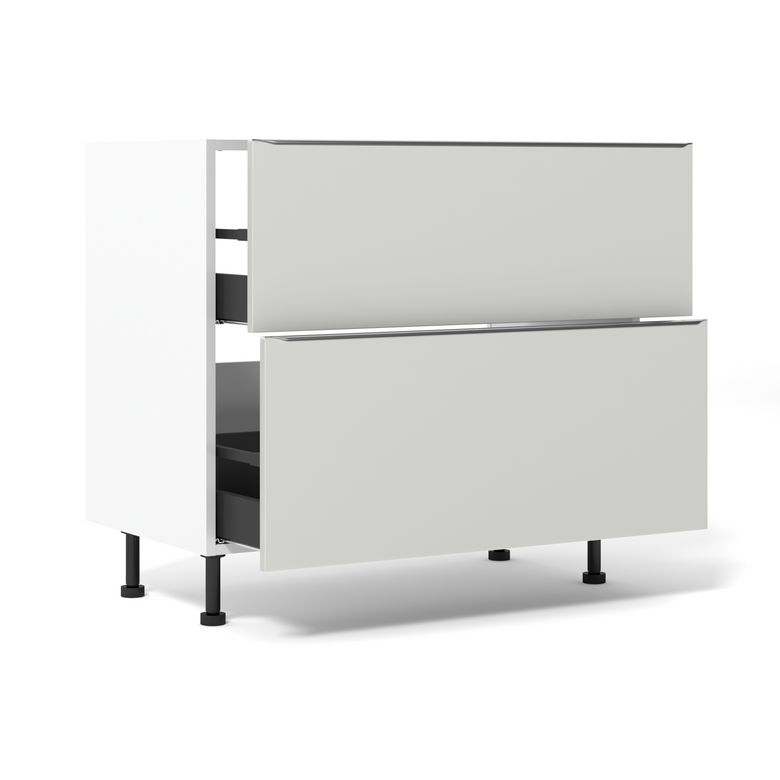 Meuble bas de cuisine 2 tiroirs pour table de cuisson avec hotte intégrée