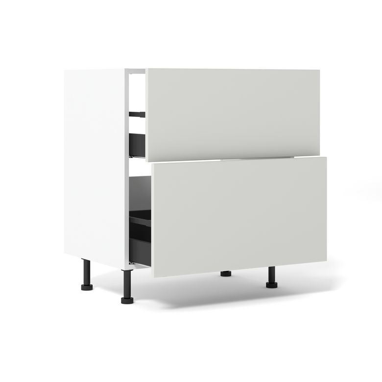 Meuble bas de cuisine 2 tiroirs pour table de cuisson avec hotte intégrée