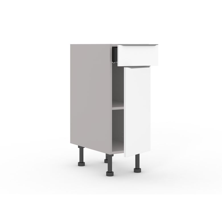Meuble bas de rangement de cuisine petite largeur,1 porte,1 tiroir,1 tablette