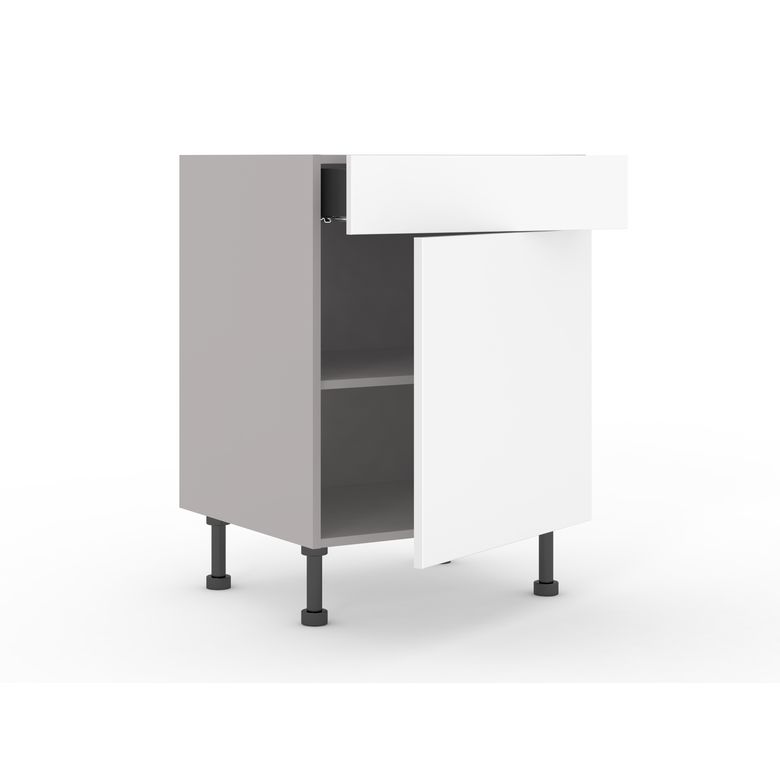 Meuble bas de rangement grande largeur 1 tiroir, 1 tablette, 1 porte