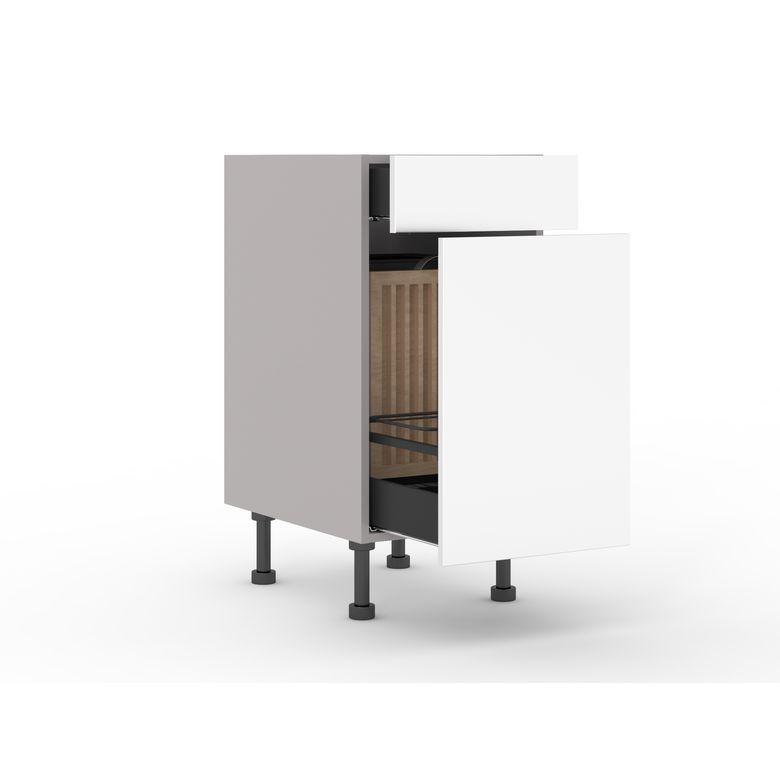 Meuble bas pain et bouteilles 1 porte extractible, 1 tiroir