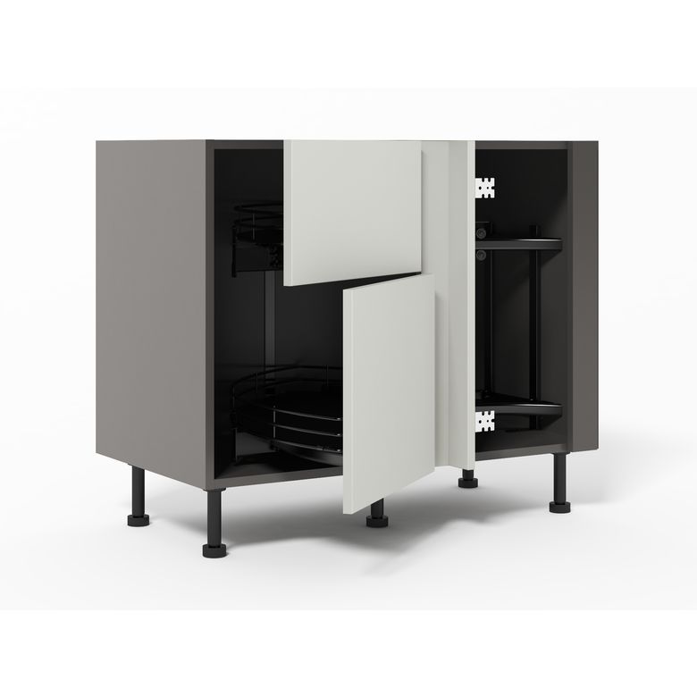 Meuble d’angle bas Twister 2 portes casseroliers, 2 paniers