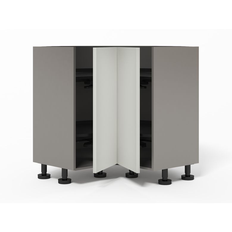 Meuble d’angle 2 portes rentrantes, 2 plateaux tourniquets