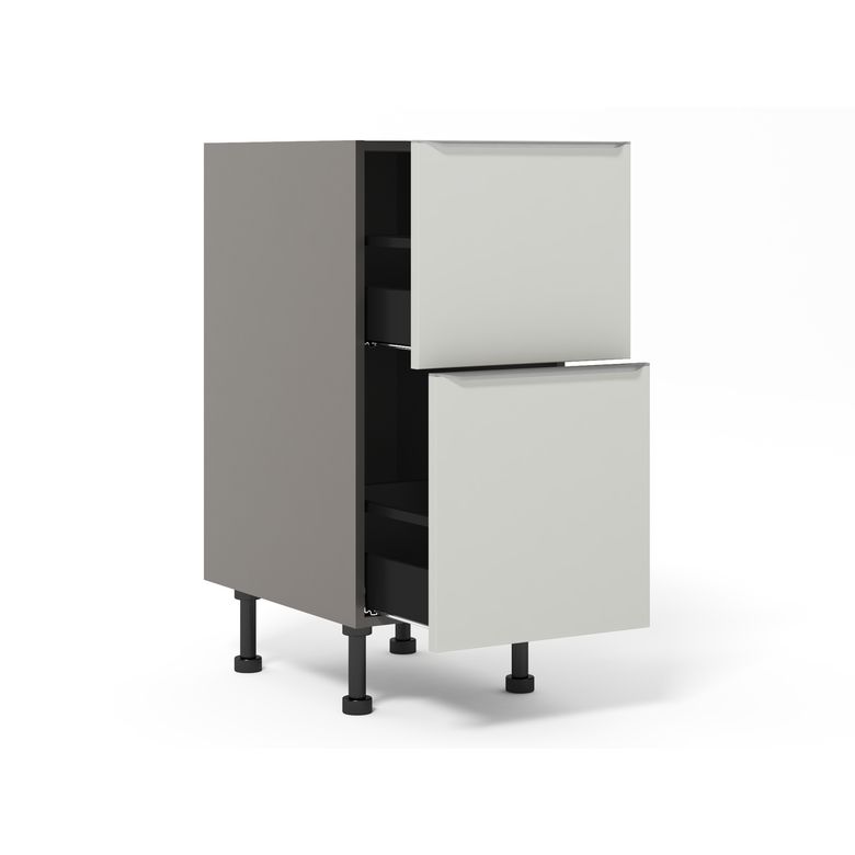 Meuble bas 2 tiroirs range-casseroles inégaux