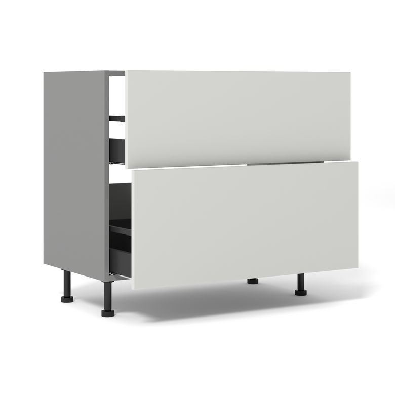 Meuble bas de cuisine 2 tiroirs pour table de cuisson avec hotte intégrée