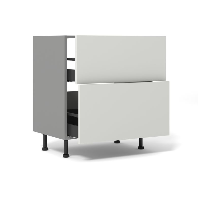 Meuble bas de cuisine 2 tiroirs pour table de cuisson avec hotte intégrée
