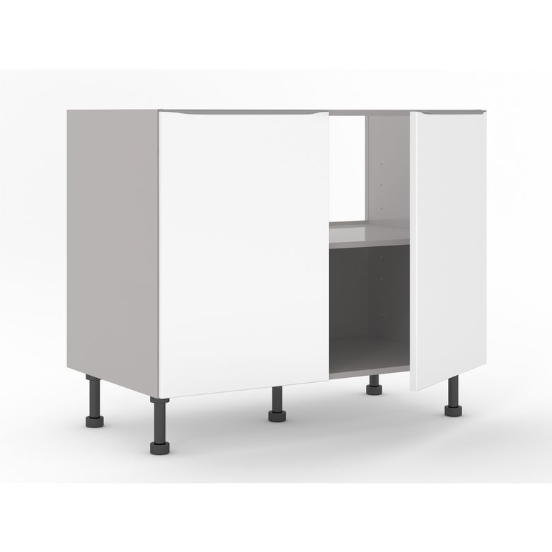 Meuble bas sous-évier 2 portes, 1 fond alu