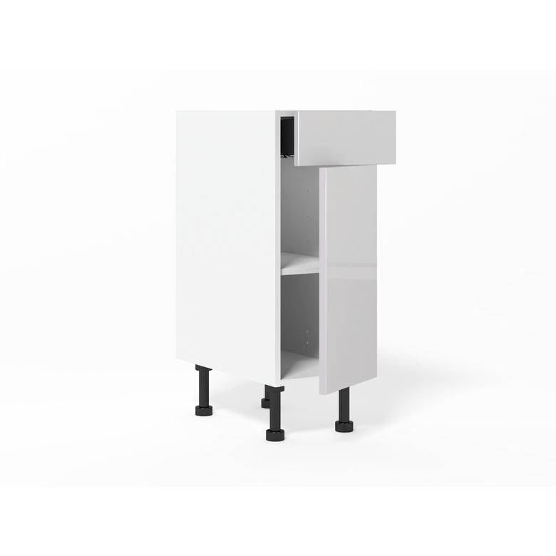 Meuble bas de rangement de cuisine petite largeur,1 porte,1 tiroir,1 tablette
