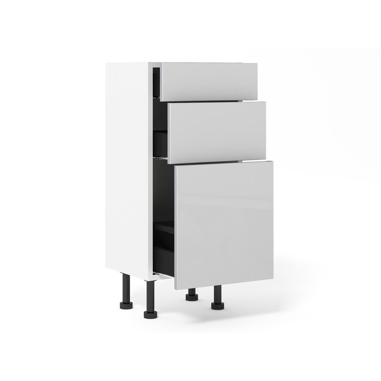 Meuble bas 1 casserolier + 2 tiroirs faible profondeur