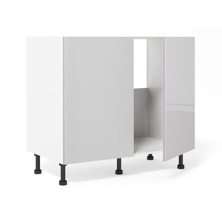 Meuble bas sous-évier 2 portes, 1 fond alu