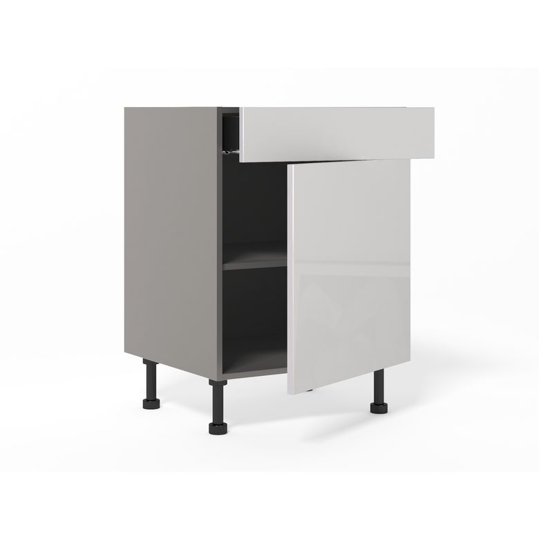 Meuble bas 2 portes, 1 tiroir, 1 tablette