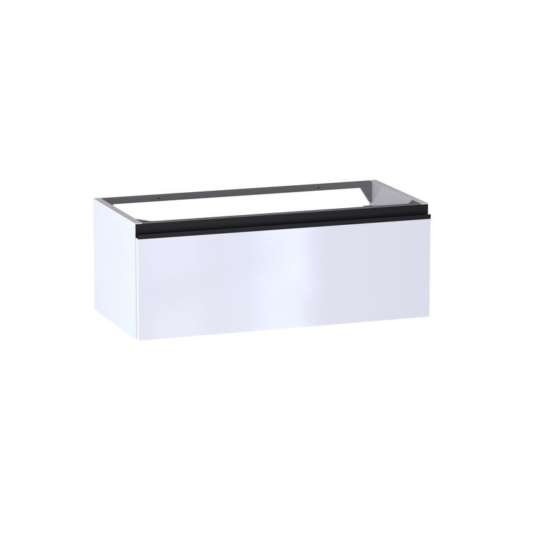 Meuble sous-vasque gain de place L.80 cm, 1 tiroir, décor verni laqué FORMEO