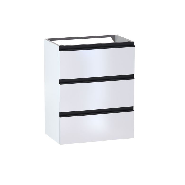 Meuble sous-vasque gain de place L.60 cm, 3 tiroirs, décor uni FORMEO