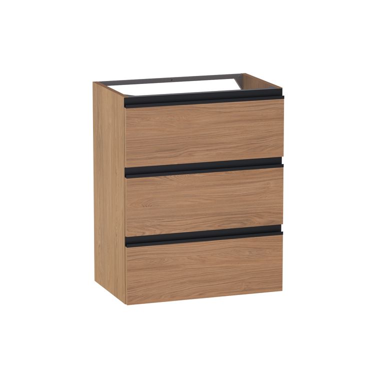 Meuble sous-vasque gain de place L.60 cm, 3 tiroirs, décor naturel FORMEO
