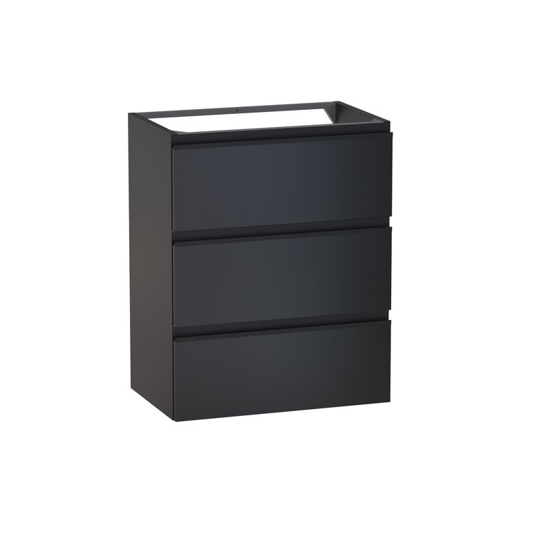 Meuble sous-vasque gain de place L.60 cm, 3 tiroirs, décor verni laqué FORMEO