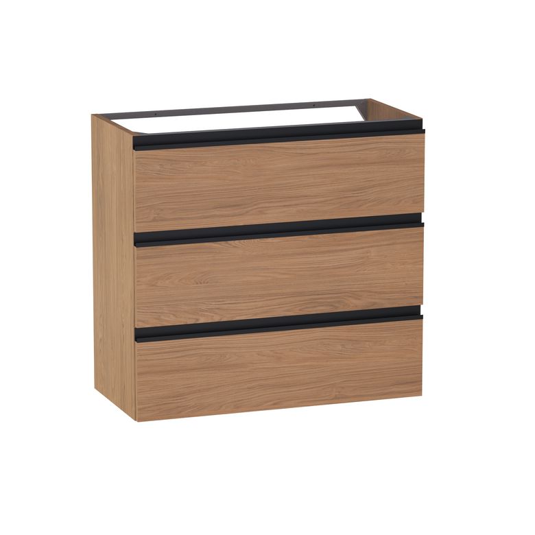 Meuble sous-vasque gain de place L.80 cm, 3 tiroirs, décor naturel FORMEO
