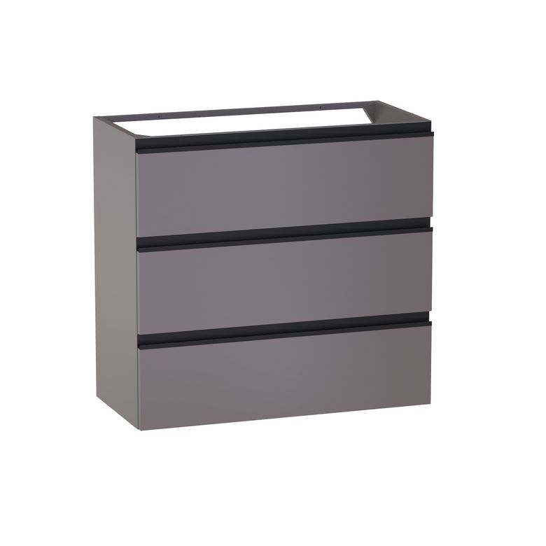 Meuble sous-vasque gain de place L.80 cm, 3 tiroirs, décor verni laqué FORMEO