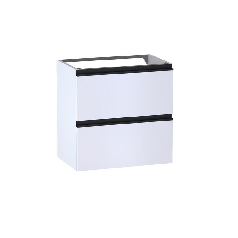 Meuble sous-vasque gain de place L.60 cm, 2 tiroirs, décor verni laqué FORMEO