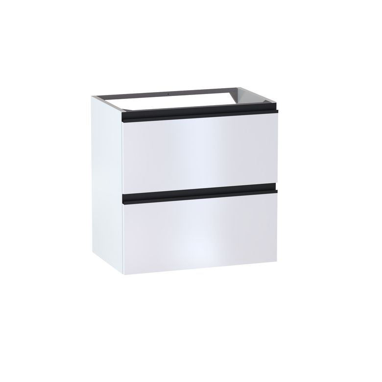 Sous vasque 2 tiroirs gain de place Formeo blanc P/noir H60xL60xP38.5 Main Image