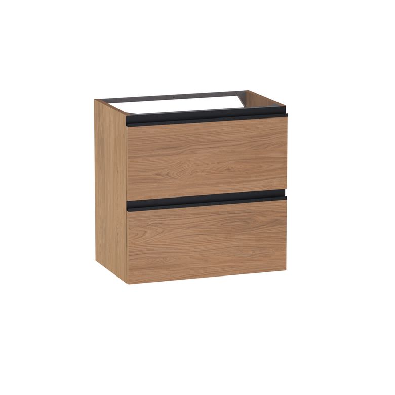 Meuble sous-vasque gain de place L.60 cm, 2 tiroirs, décor naturel FORMEO