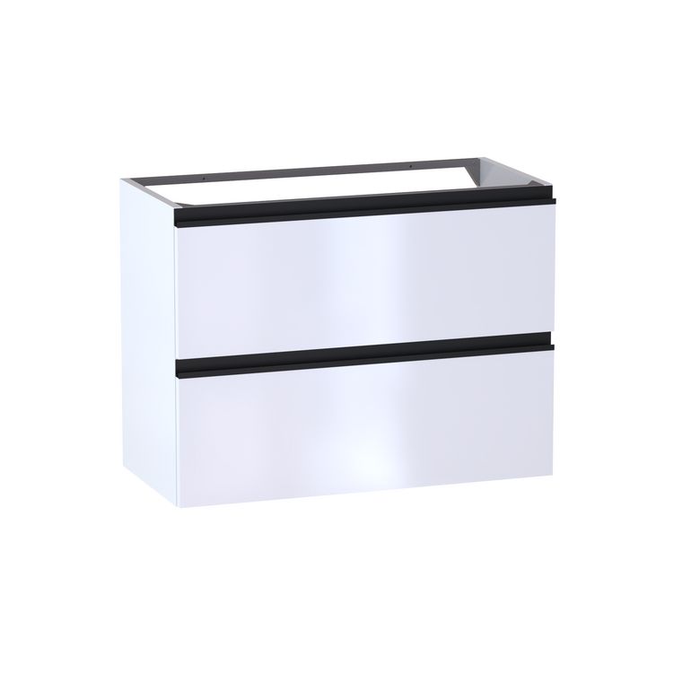 Meuble sous-vasque gain de place L.80 cm, 2 tiroirs, décor verni laqué FORMEO